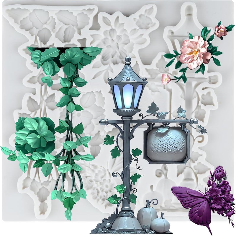 TAOXIBEI Street Lamp Polymer Clay Mold Street Lamp Butterfly Silicone Molds for DIY Crafts Epoxy Resin Casting Air Dry Polymer Clay Plaster Jewelry Making - Image 1